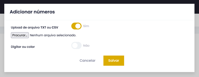 Captura de tela da lista de uploads