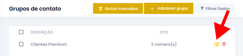 Captura de tela com destaque para o botão de edição