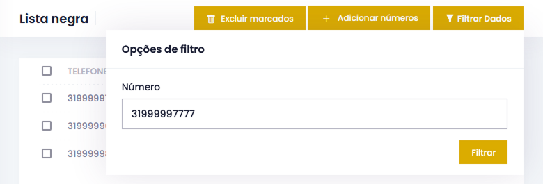 Pop-up de pesquisa de número de telefone