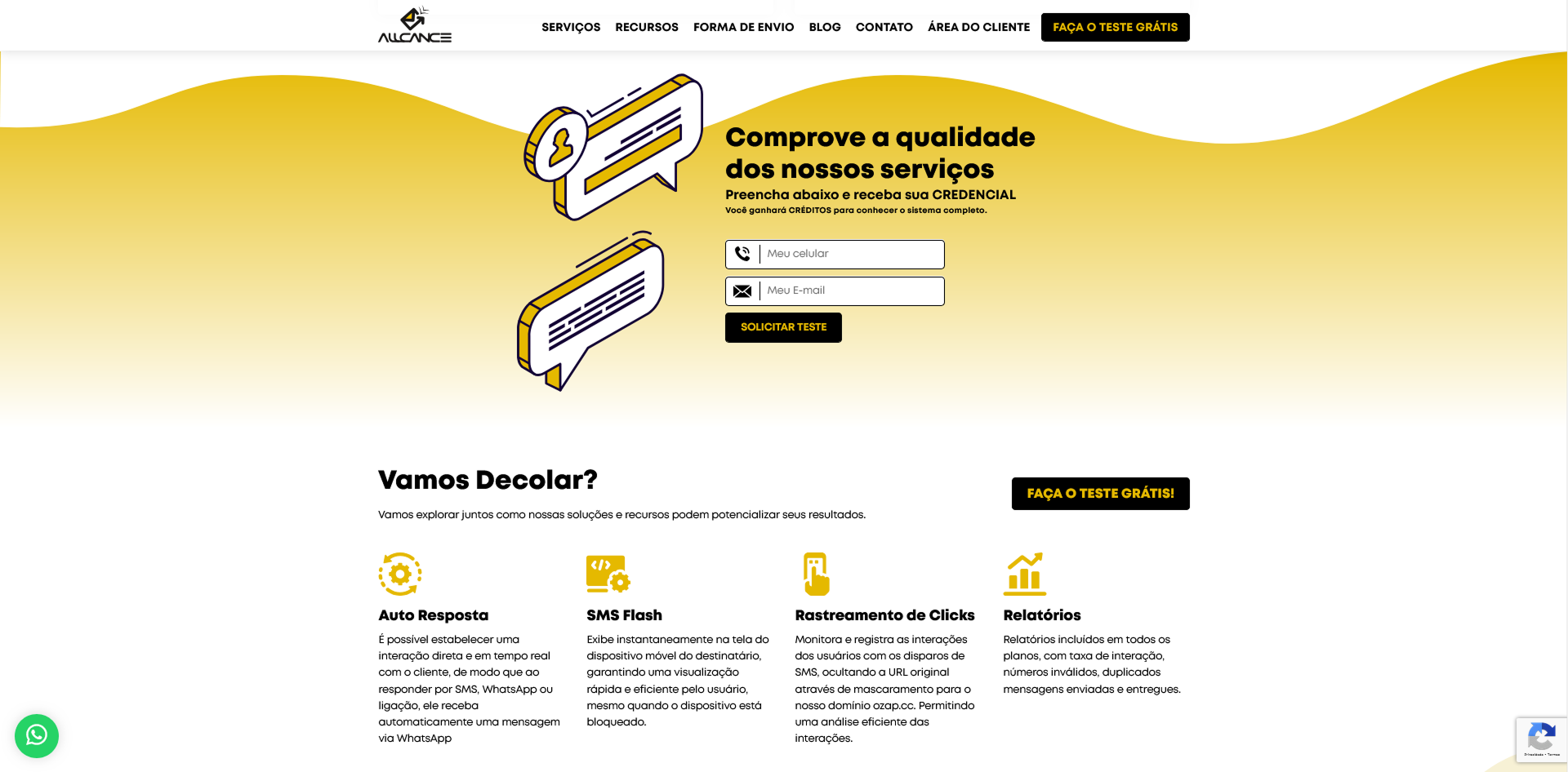 Captura de tela do site da Allcance
