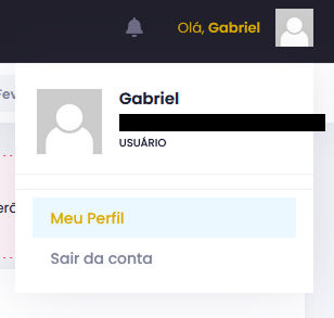 Popup para deslogar ou alterar informações do perfil