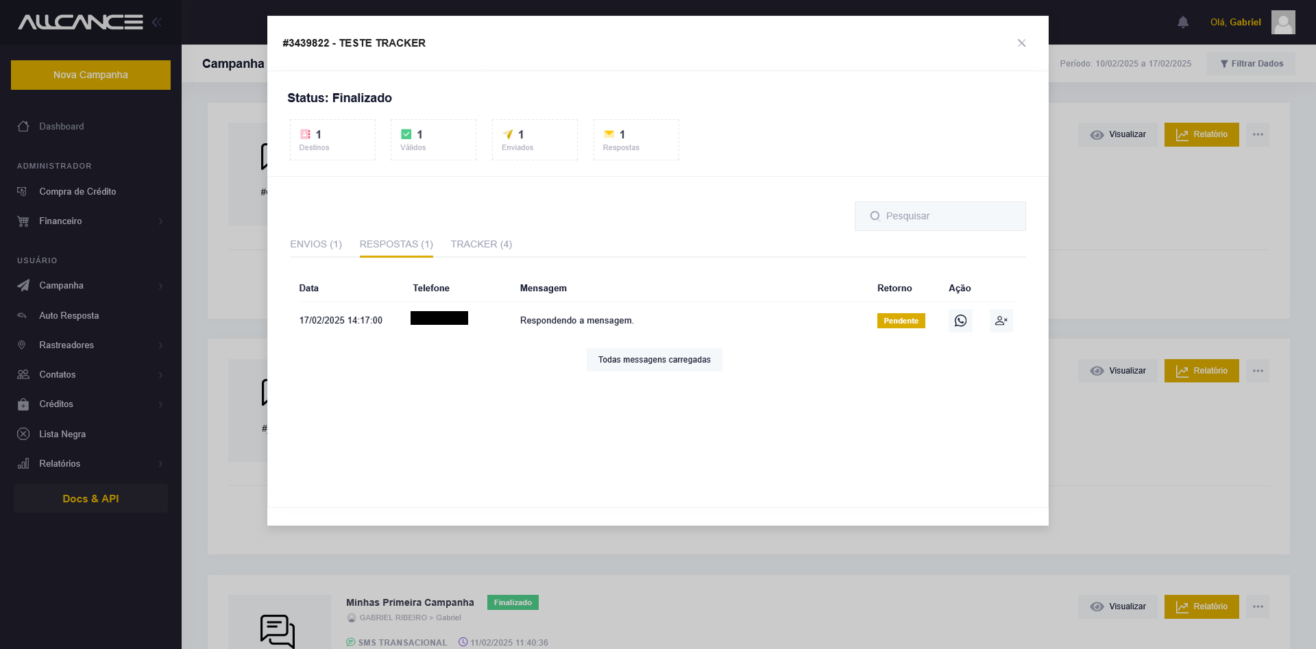 Captura de tela do modal, com a aba de "Respostas" aberta