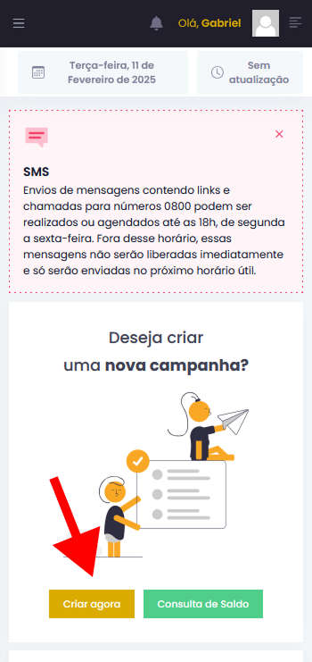 Captura de tela de um smartphone, mostrando a tela de dashboard do Painel.