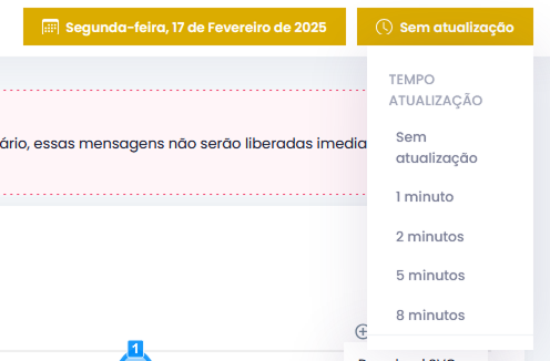 Captura de tela do botão e modal de atualização